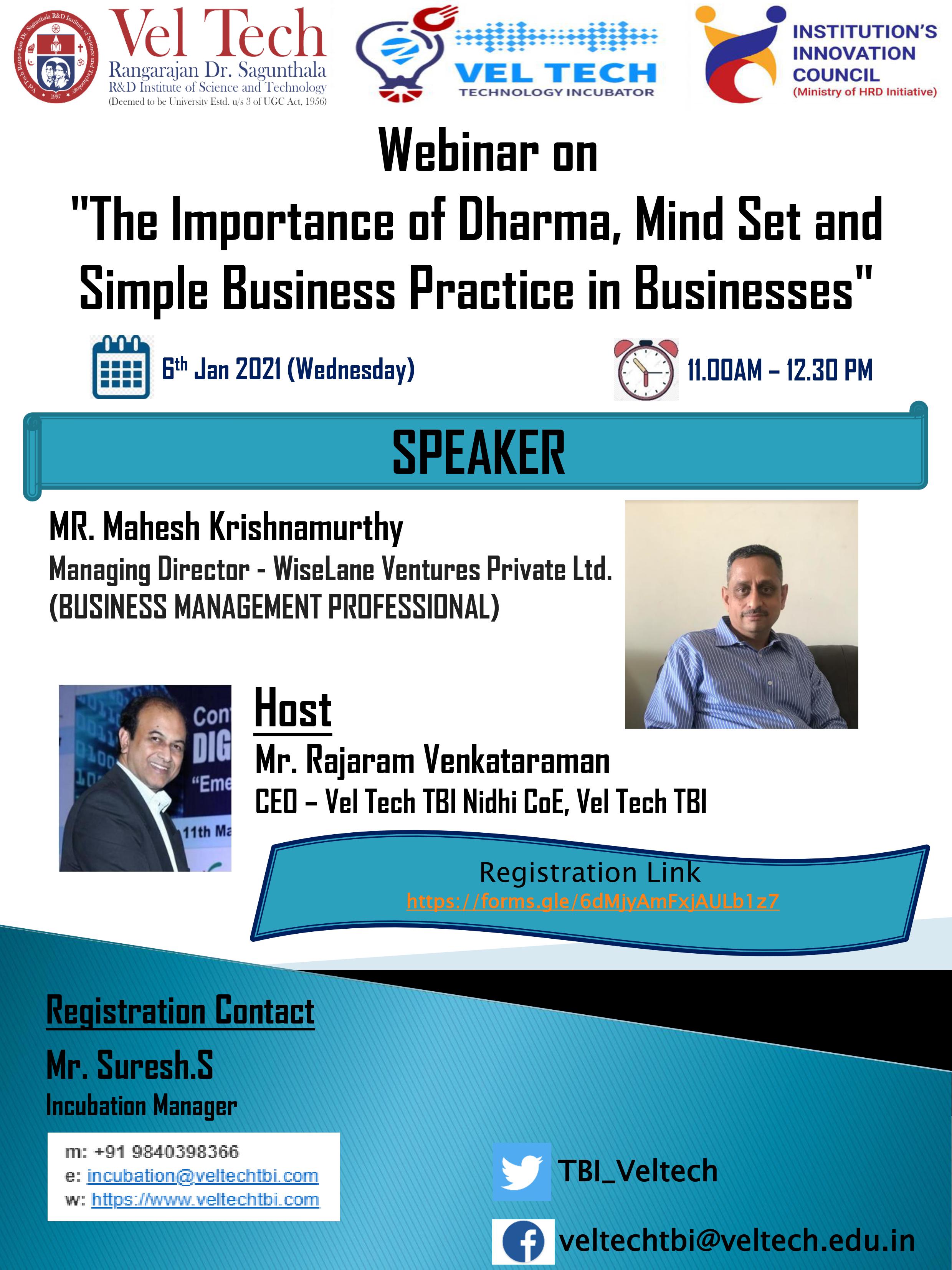 The Importance of Dharma, Mind Set and Simple Business Practice in Businesses 2021